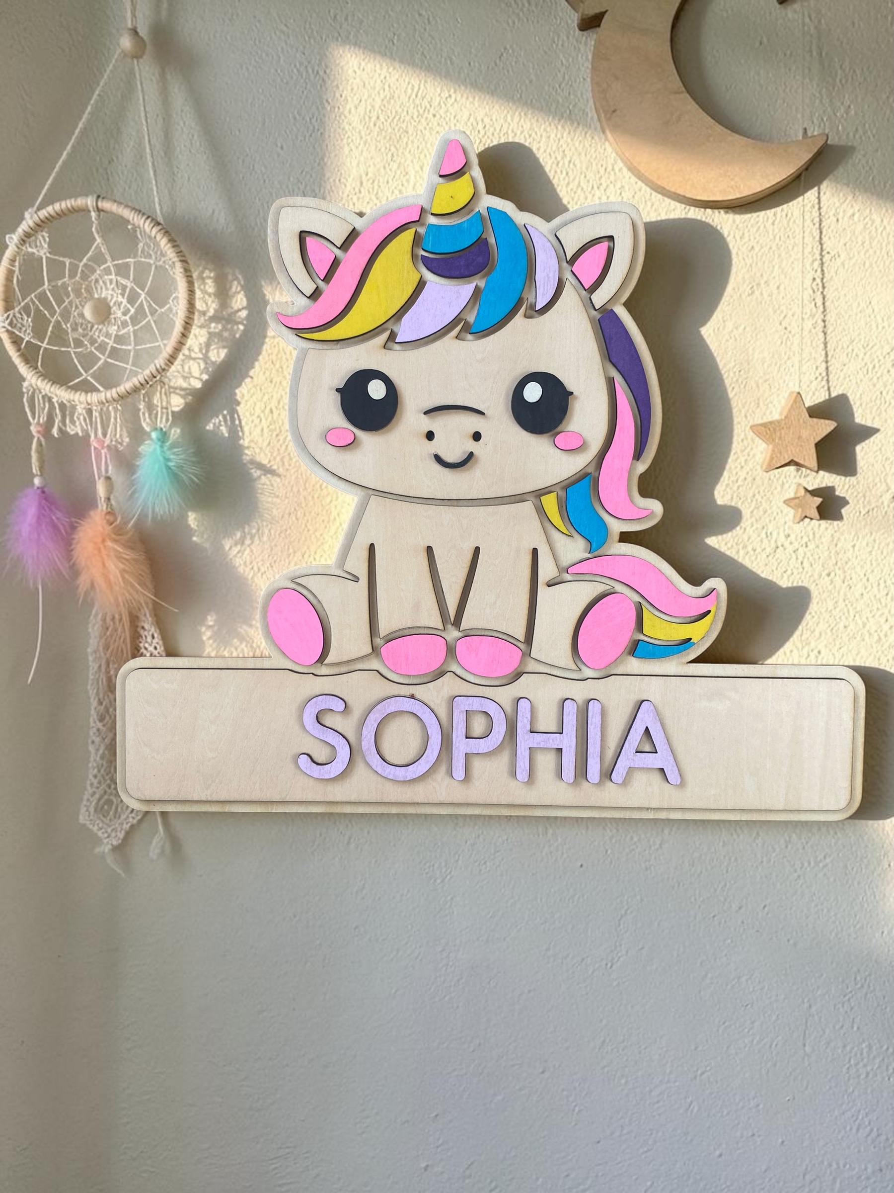 plaque licorne personnalisée avec prénom